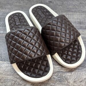 APL Slides Men's 10 Lusso Chocolate/Pristine Leather Sandals NEW